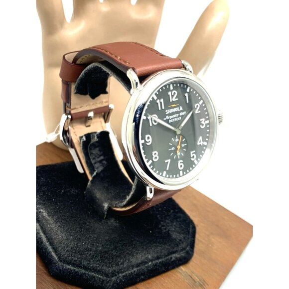 Shinola Men's Watch S0120018330 Runwell Quartz Gray Dial Brown Leather 47mm - Picture 15 of 15